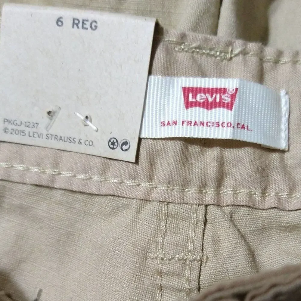 Levi's Boys Belted Cargo Shorts Size 6 Reg Khaki Cotton Casual Summer School New